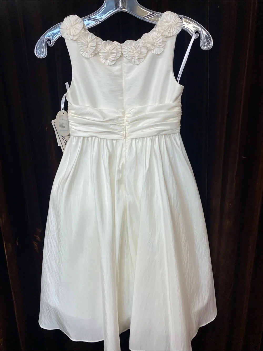 Girls Ivory Flower Appliqué Party Dress